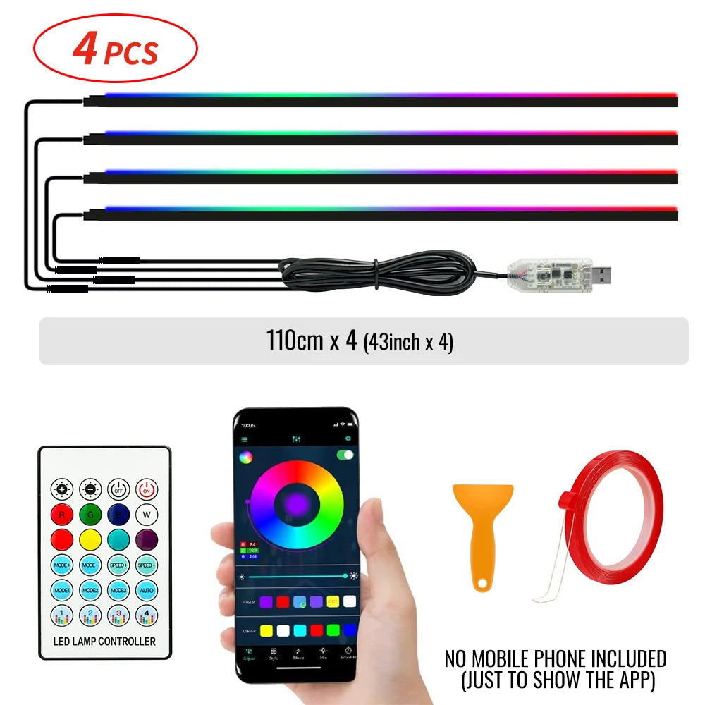 140cm USB Dreamcolor Acrylic Interior Car LED