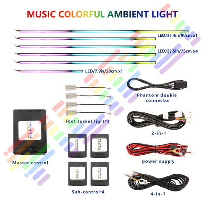 RGB Symphony Car Ambient Light Interior Acrylic Guide LED Strip with APP Control One Zone Dual Zone