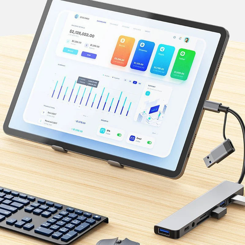 8 in 2 USB +Type C HUB Docking Station