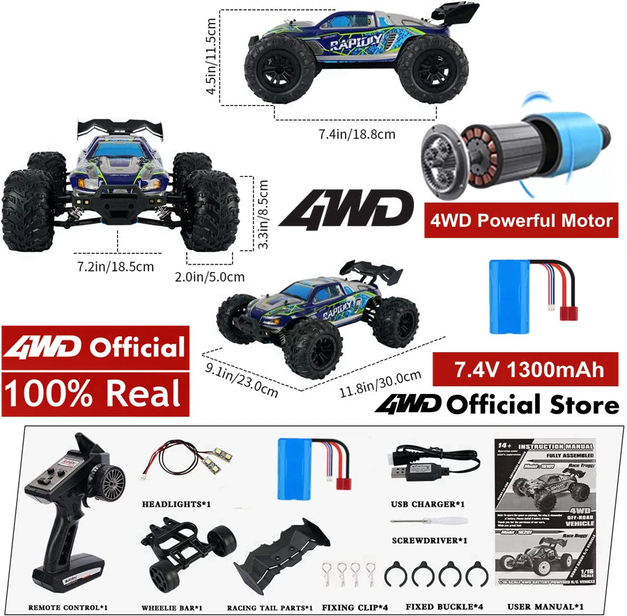 4x4 Off Road Remote Control High Speed Drift Racing Truck Toy for Adults
