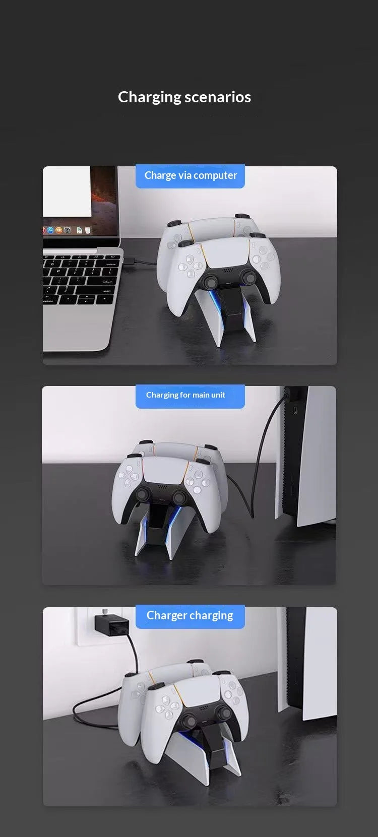 For PS5 Type-C DualSense Charging Station