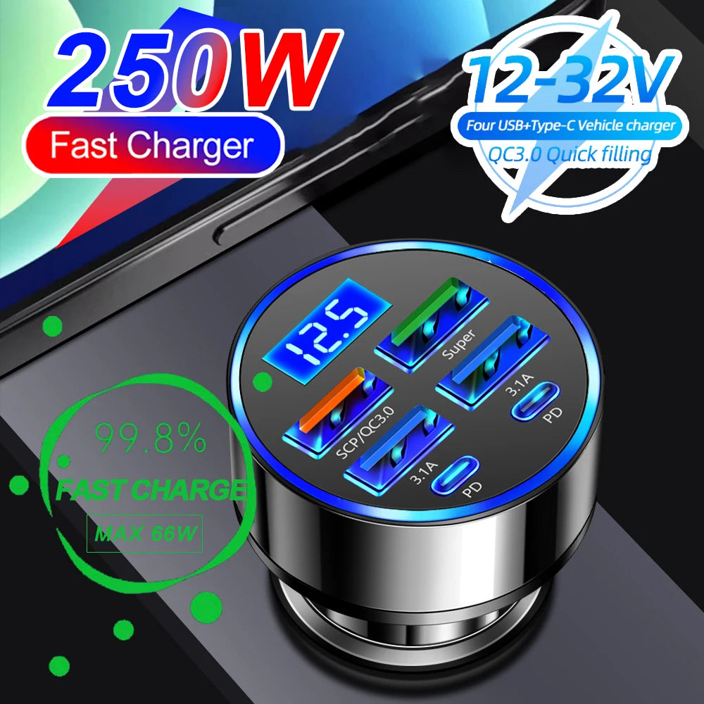 66-250W PD Car Charger QC3.0