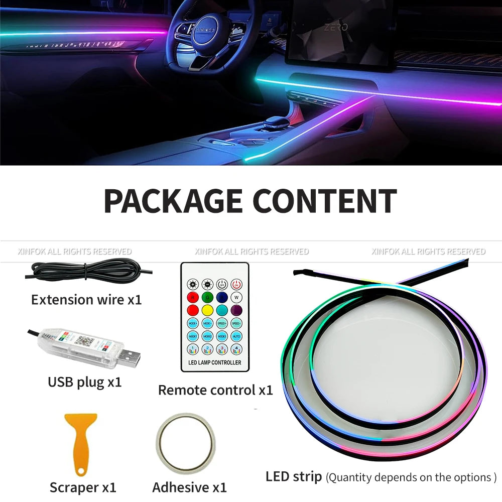 140cm USB Dreamcolor Acrylic Interior Car LED