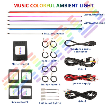 RGB Symphony Car Ambient Light Interior Acrylic Guide LED Strip with APP Control One Zone Dual Zone