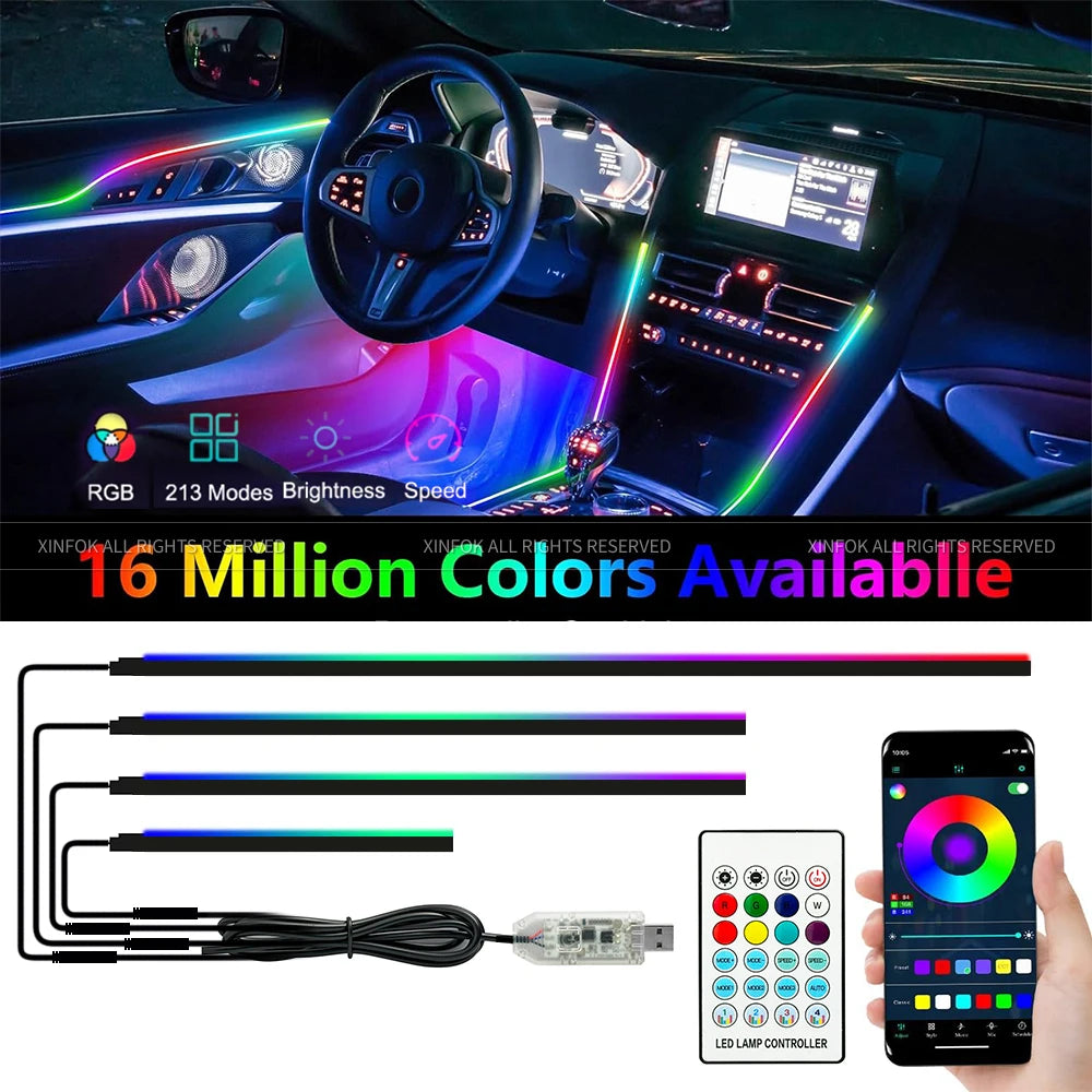 140cm USB Dreamcolor Acrylic Interior Car LED