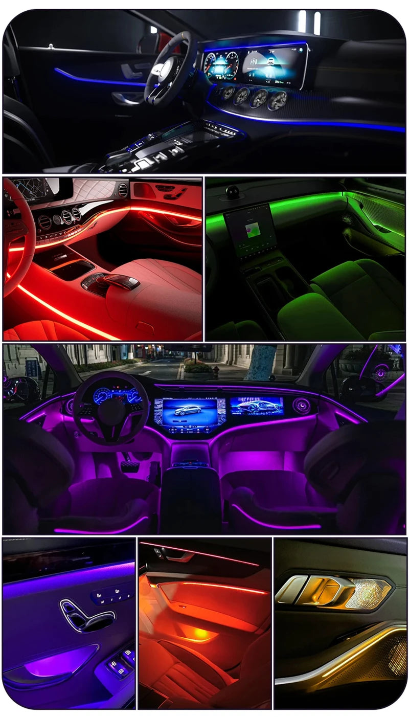 RGB Symphony Car Ambient Light Interior Acrylic Guide LED Strip with APP Control One Zone Dual Zone