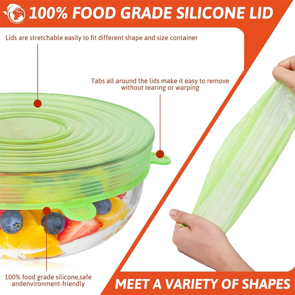 6Pcs Food Grade Silicone Preservation Cover