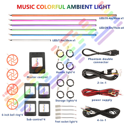 RGB Symphony Car Ambient Light Interior Acrylic Guide LED Strip with APP Control One Zone Dual Zone