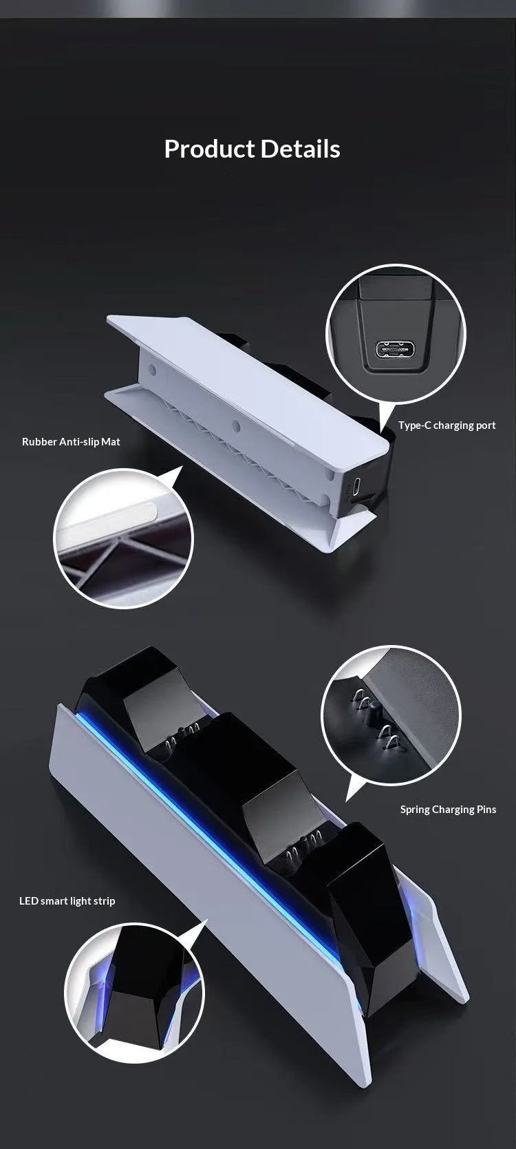 For PS5 Type-C DualSense Charging Station