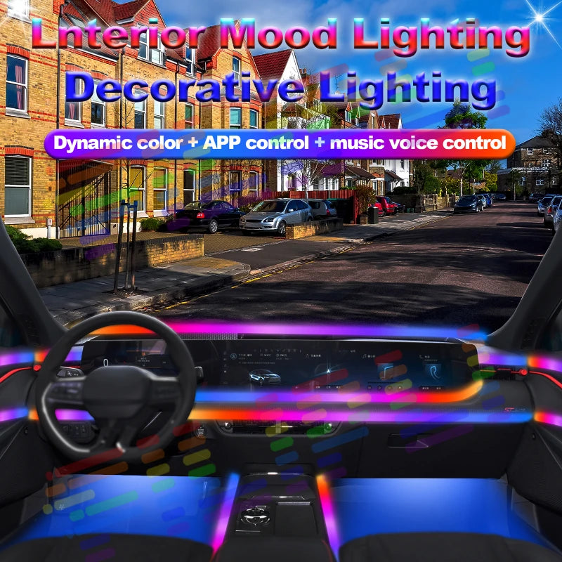 RGB Symphony Car Ambient Light Interior Acrylic Guide LED Strip with APP Control One Zone Dual Zone