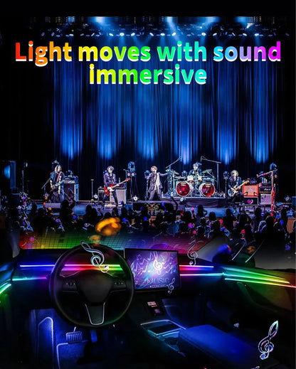 RGB Symphony Car Ambient Light Interior Acrylic Guide LED Strip with APP Control One Zone Dual Zone