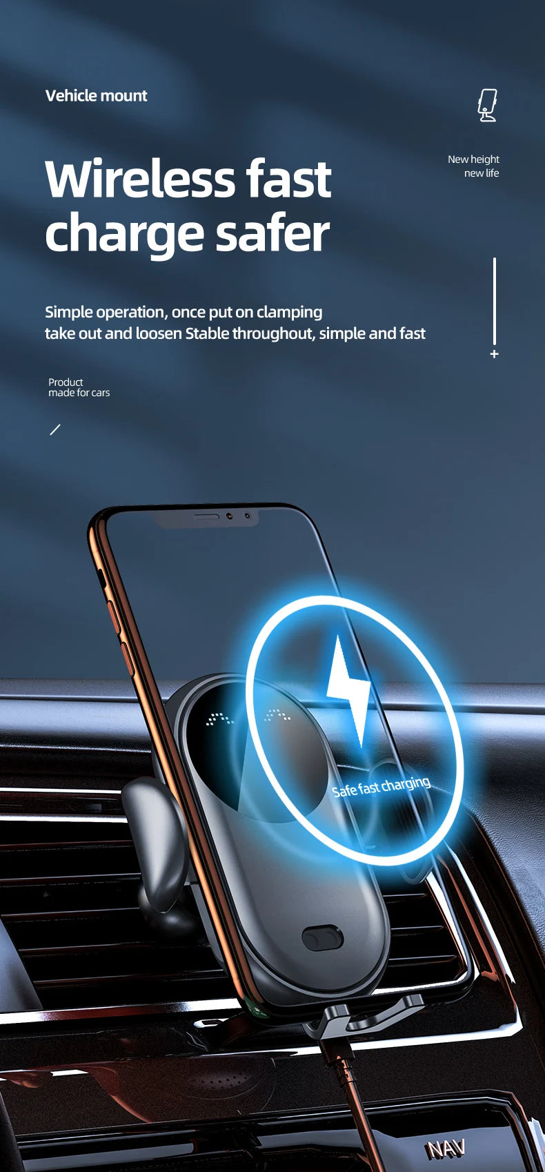 Intelligent Wireless Car Charger Mount