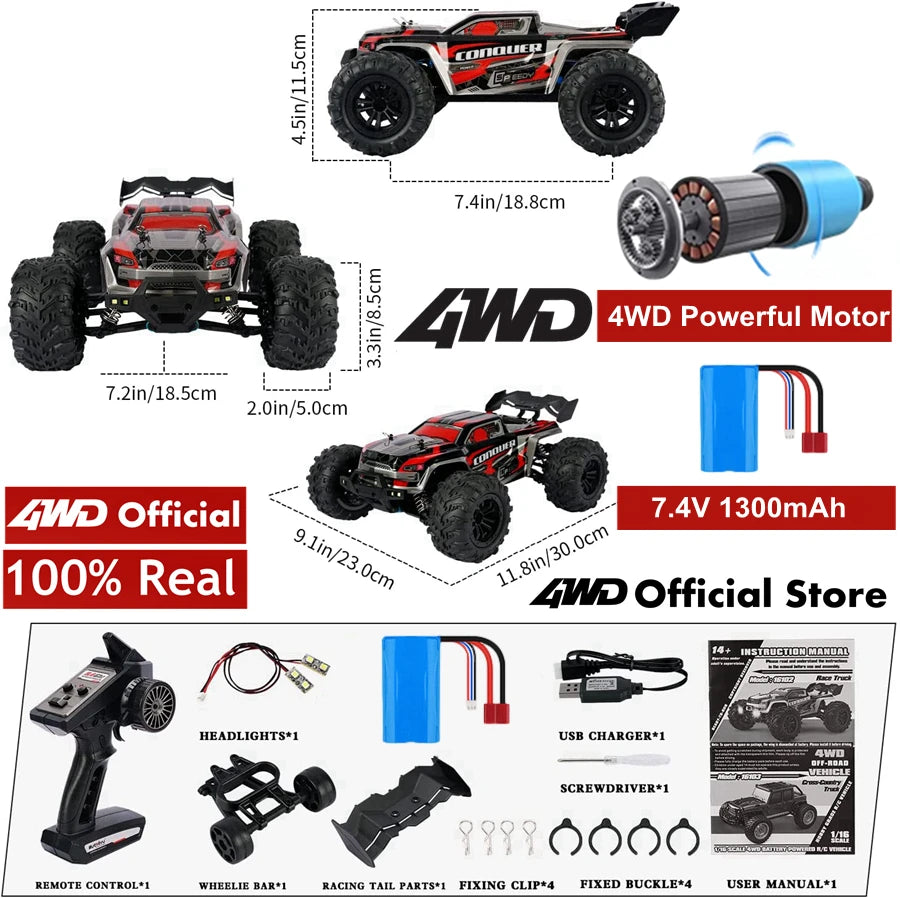 4x4 Off Road Remote Control High Speed Drift Racing Truck Toy for Adults