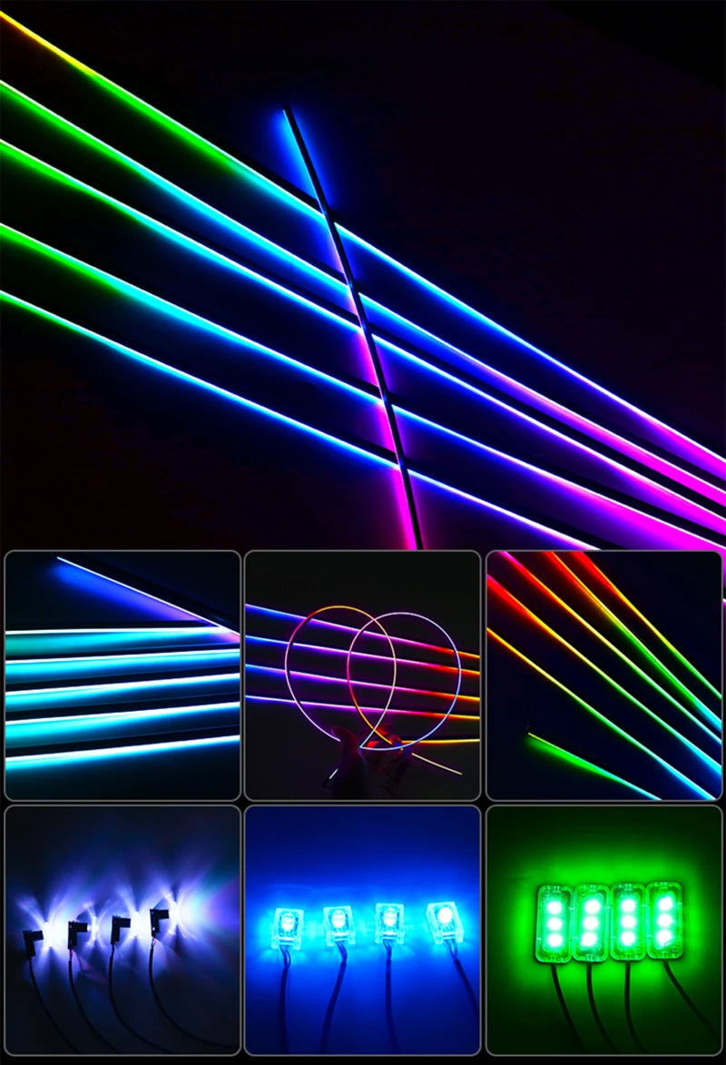 RGB Symphony Car Ambient Light Interior Acrylic Guide LED Strip with APP Control One Zone Dual Zone