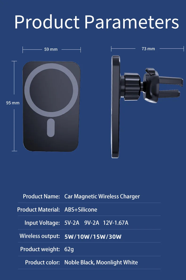 30W Magnetic Car Wireless Charger