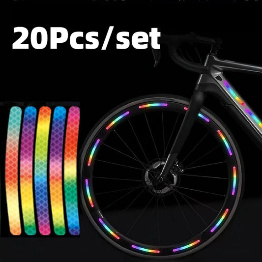 20Pcs Bicycle Stickers Reflective Wheel Stickers