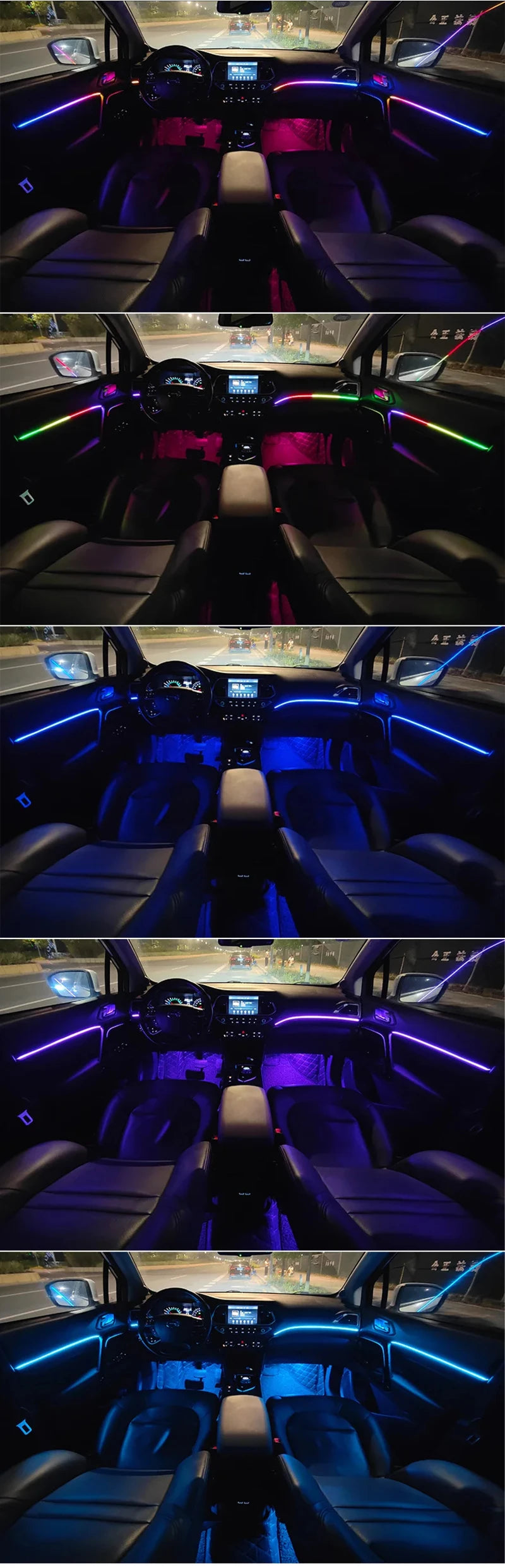 RGB Symphony Car Ambient Light Interior Acrylic Guide LED Strip with APP Control One Zone Dual Zone