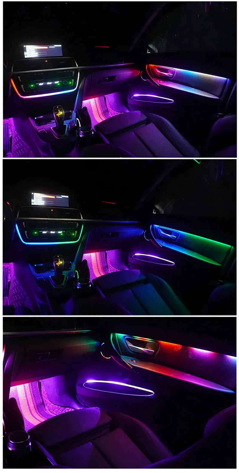 RGB Symphony Car Ambient Light Interior Acrylic Guide LED Strip with APP Control One Zone Dual Zone