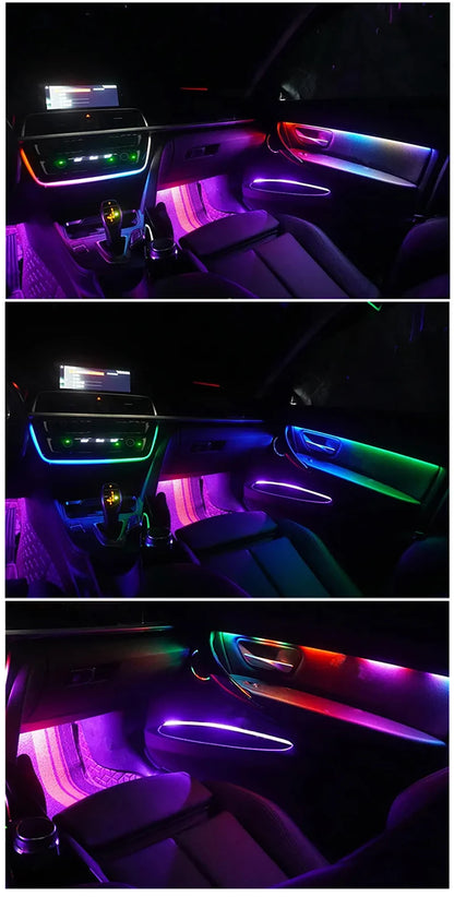 RGB Symphony Car Ambient Light Interior Acrylic Guide LED Strip with APP Control One Zone Dual Zone