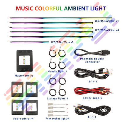 RGB Symphony Car Ambient Light Interior Acrylic Guide LED Strip with APP Control One Zone Dual Zone