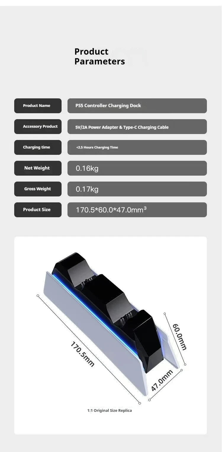 For PS5 Type-C DualSense Charging Station