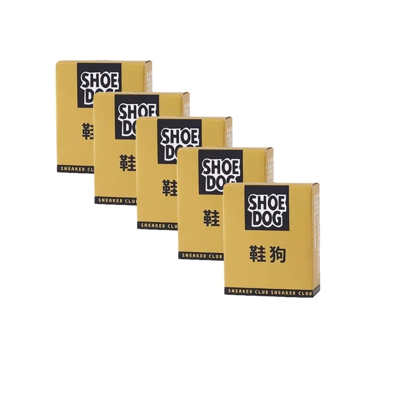 Five 'Shoe Dog' boxes from the Sneaker Club on a white background